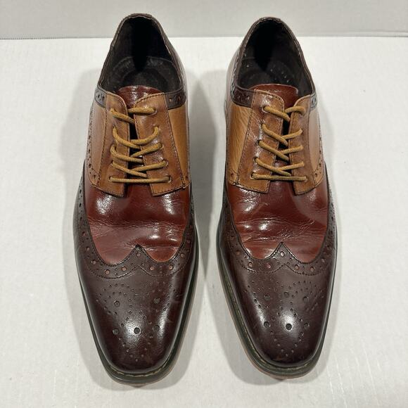 Stacy Adams Men's Wingtip Oxford Dress Shoes 8.5M 2-Tone Leather Brogue - Picture 5 of 16